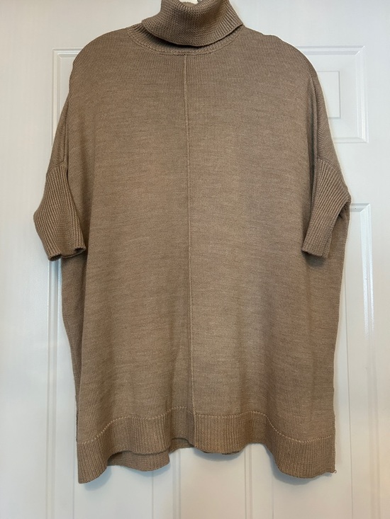 LTD Lux SS Oversized Turtleneck Sweater Tan Wool Blend Minimalist Like New
